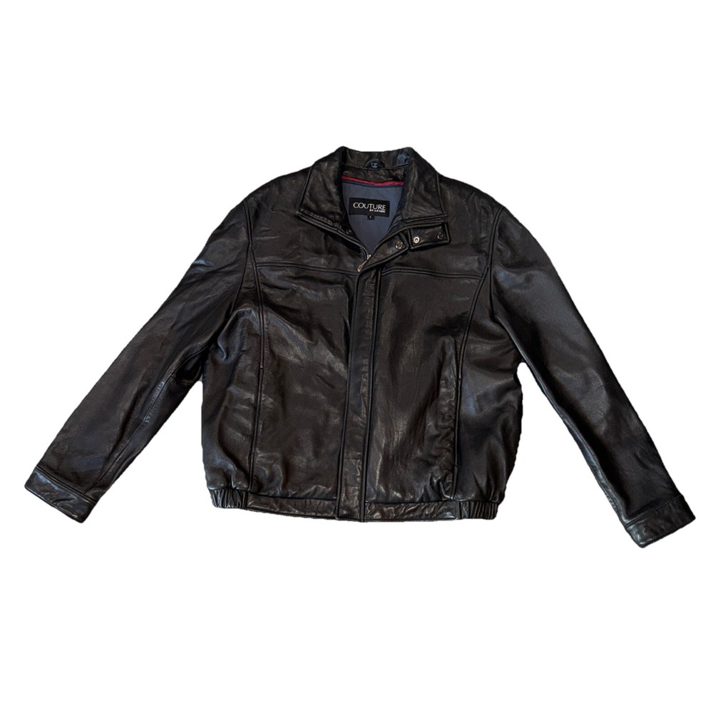Couture J Park Soft 100% Lambskin Leather Black Jacket Coat Lined Men's Sz Large